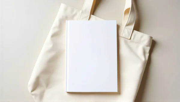 Minimal White Book On Canvas Tote Bag Flatlay