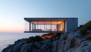 Minimalist House With Glass Walls Overlooking Ocean