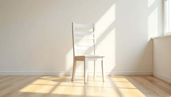 Minimalist White Wooden Chair Sunlit Floor