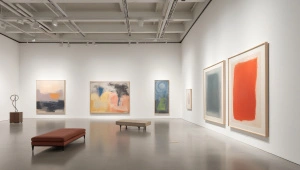 Modern Art Gallery Interior With Abstract Installations