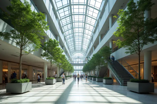 Modern Atrium Interior With Glass Ceiling Design
