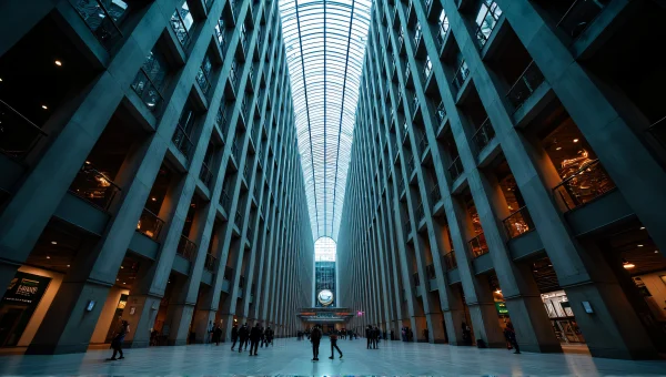 Modern Building Interior Atrium With Glass Skylight