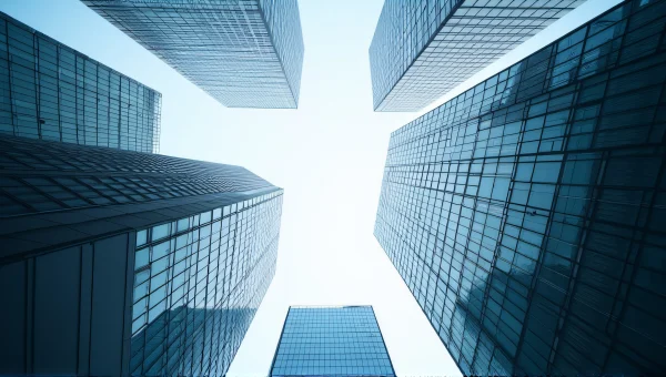 Modern Office Towers Symmetrical Urban View