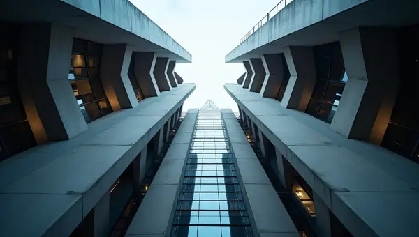 Modern Skyscraper Framed By Concrete Columns
