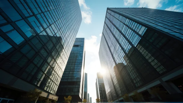 Modern Skyscrapers Converging Towards Sky