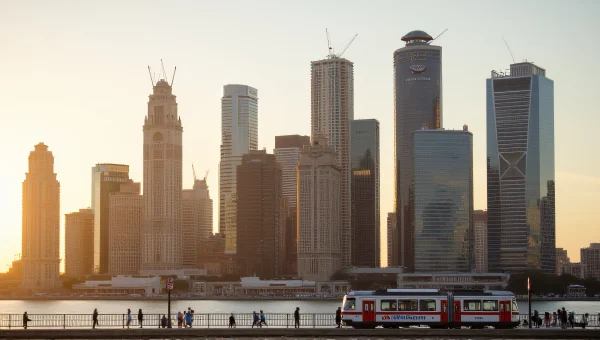 Modern Waterfront Towers at Golden Hour