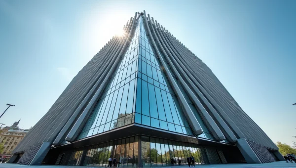 Modernist Building Reflection Low-Angle View