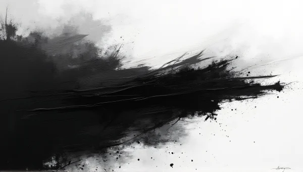 Monochrome Abstract Painting With Bold Textures