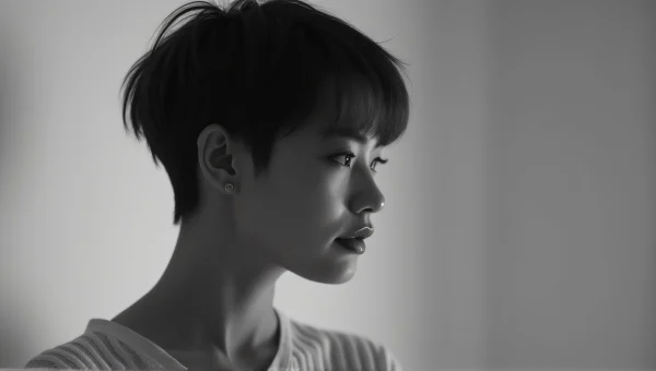Monochrome Portrait of Woman in Side Lighting