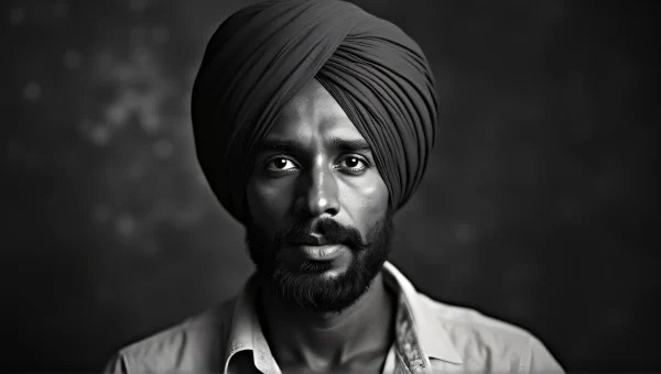 Monochrome Turban Portrait Man High Contrast