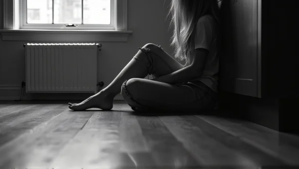 Monochrome Woman Sitting on Floor in Soft Light