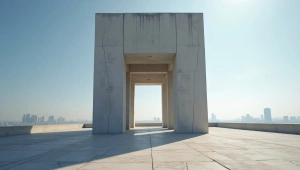 Monolithic Gray Concrete Structure With Cracked Texture