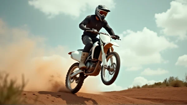 Motocross Rider Mid-Air On White Dirt Bike