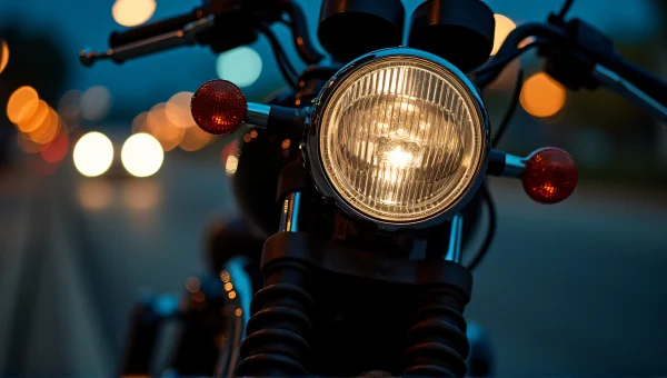 Motorcycle Headlight Close-Up Night Reflection