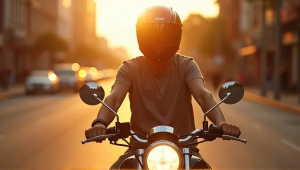 Motorcycle Rider Urban Street Golden Hour Light