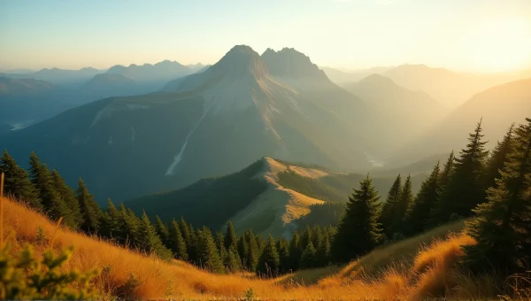 Mountain Range Landscape at Golden Hour Light