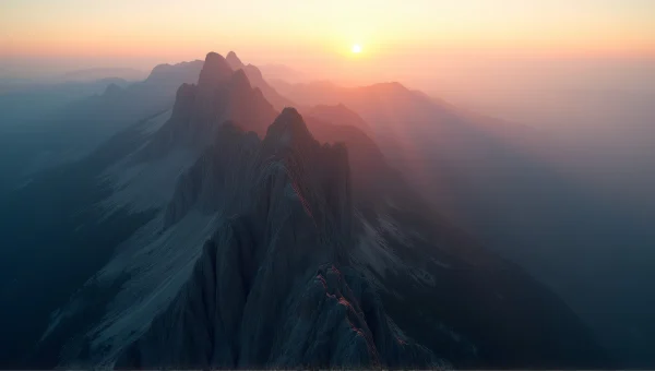 Mountain Range Sunrise Aerial View Panorama