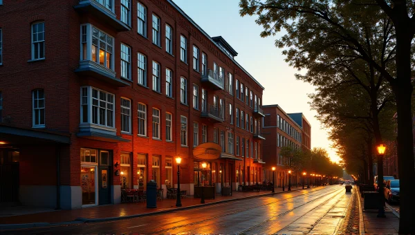 Multi-Story Brick Building Evening Glow