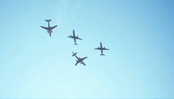 Multiple Airplanes Flying in Clear Sky