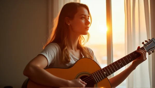 Musician With Acoustic Guitar Near Sunlit Window