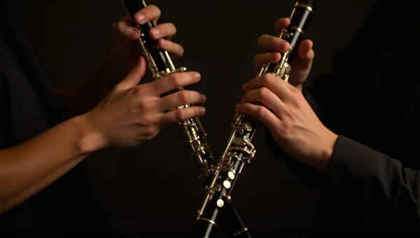 Musicians Hands Holding Clarinets In Studio
