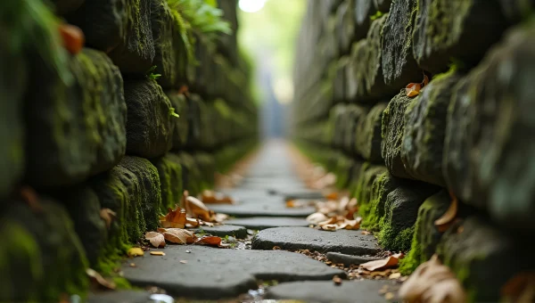 Narrow Alleyway with Weathered Stone Walls