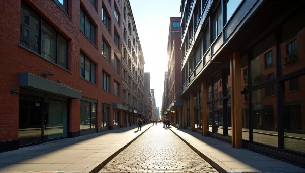 Narrow Cobblestone Pathway Between Urban Buildings