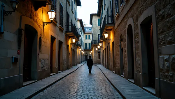 Narrow Cobblestone Street With Stone Buildings