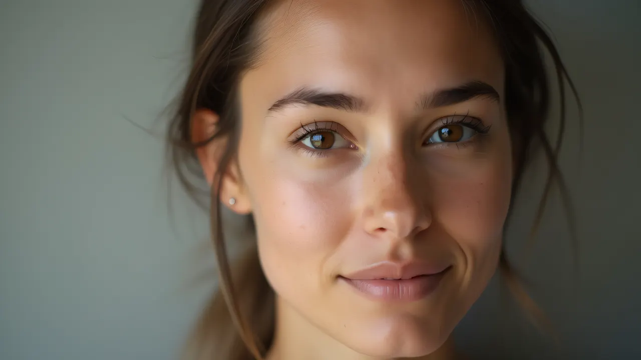Close-up portrait of a person with natural expression and soft lighting.