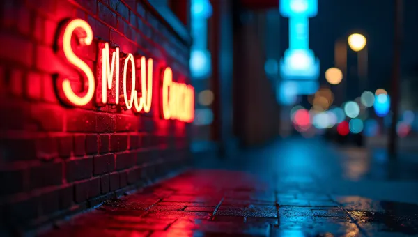 Neon Signage Reflections Urban Night Scene