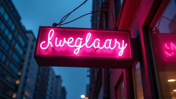 Neon Signage Urban Night Scene With Rain