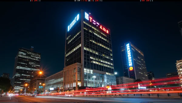 Nighttime Cityscape With High-Rise Building Lights