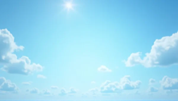 Open Sky With Cumulus Clouds And Sunlight