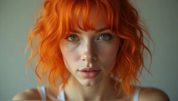 Orange Hair Portrait Against Neutral Background