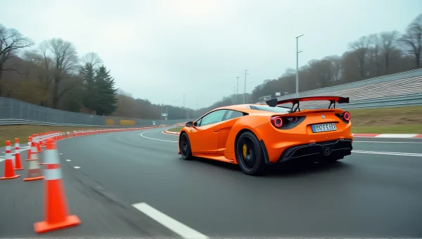 Orange Sports Car Racing Urban Circuit Motion Blur