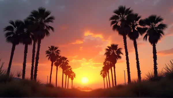 Palm Tree Silhouette Against Glowing Dusk Sky