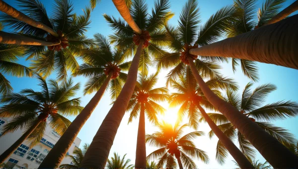 Palm Trees Canopy Golden Hour Backlight