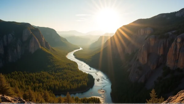 Panoramic Rocky Mountain Forest River Landscape