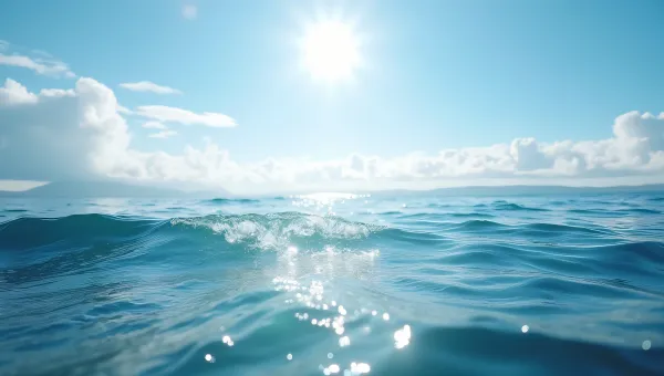 Panoramic Sea View With Gentle Waves And Clouds