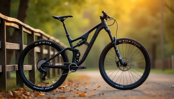 Parked Black Mountain Bike Against Wooden Fence