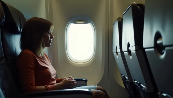 Passenger Seated in Airliner Window Light