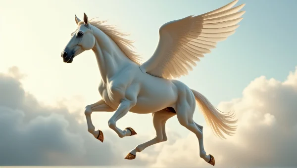 Pegasus Galloping Across Clouds With Defined Musculature