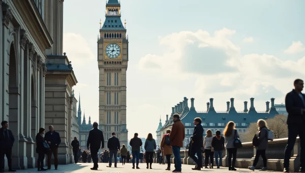 People Gathering Near Clock Tower in Cityscape