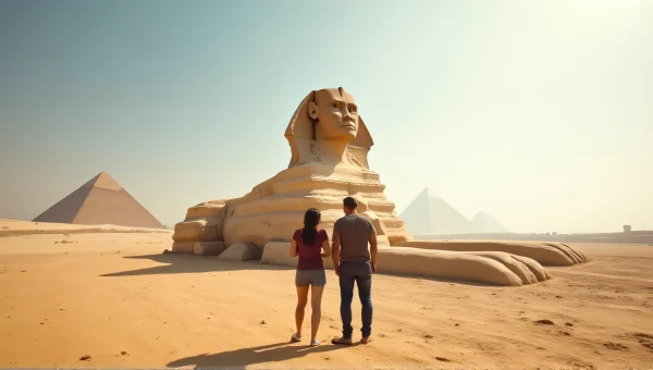 People Standing Before Great Sphinx of Giza