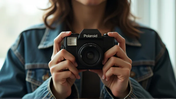 Person Holding Black Polaroid Camera Outdoors