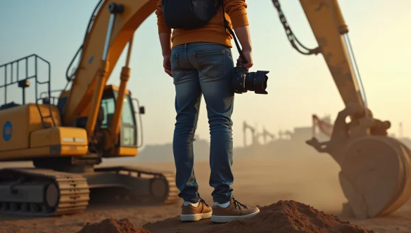 Person Holding DSLR Camera at Industrial Site