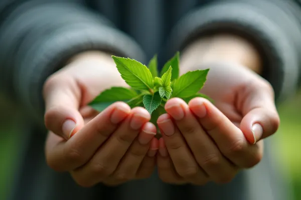 Person Holding Green Leaves Close-Up Nature
