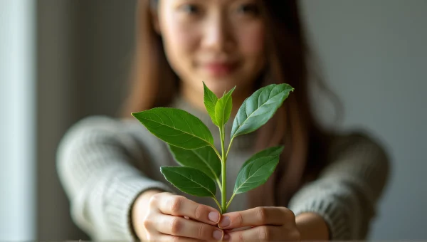 Person Holding Green Plant Portrait with Soft Light