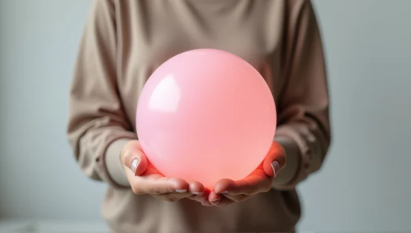 Person Holding Translucent Pink Sphere Neutral Style