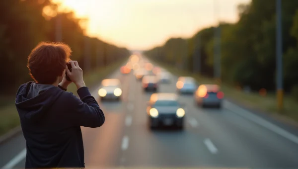Person imagegraphing Cars on Busy Road
